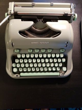 Vintage Hermes 3000 Typewriter 1964 Case And Brush In