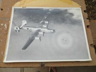 Vintage Large Photo Wwii Consolidated B - 24 Liberator In Flight From Estate