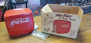 Rare 1950s Coca - Cola Toy Soda Fountain Dispenser With 2 Mini Coke Glasses & Box