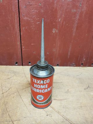 Texaco Home Lubricant Oiler Vintage Household Oil Tin Can Mancave Long Spout