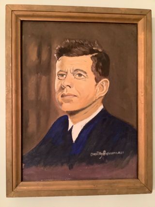1967 President John F.  Kennedy Oil Painting Portrait Signed