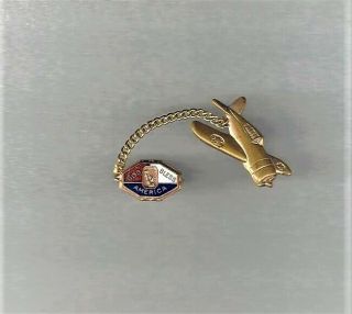 Ww2 Army Air Corps Sweetheart Pin God Bless America Pin Chain To Bomber Airplane
