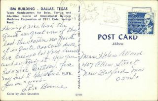 1975 Dallas,  TX IBM Building Texas Chrome Postcard 7c stamp Vintage Post Card 2