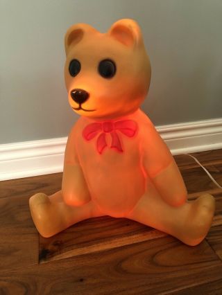 Vintage Christmas Union 18 " Brown Bear Red Bow Blow Mold W/light Cord -