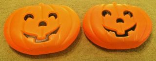 2 Vintage Halloween Blinky Jack O Lantern Blowmolds Prop Decor Horror