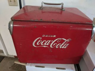 Coca Cola Collectibles - Vintage Metal Cooler And Olympic Cube Phone