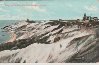 Vintage Postcard Gay Head Light House & Cliffs Martha 