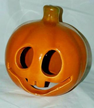 Vtg.  Usa Ceramic Orange Jack - O - Lantern Pumpkin Halloween Ships Next Day