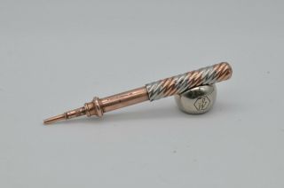 Rare Vintage Sampson Mordan & Co Rose Gold & Silver Telescopic Propelling Pencil