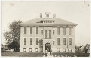 North Fond Du Lac Wisconsin 1910 Rppc High School,  Wi Real Photo Postcard