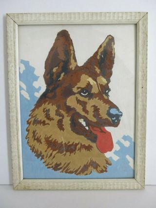 Vtg Paint By Number German Shepherd Dog Portrait Under Glass 10 X 13 " Pbn