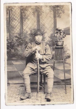 Imperial Japanese Army Ija Soldier Sword Gunto Studio Photo China Pre - 1939