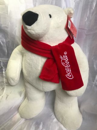 Coca Cola Polar Bear 22 " Standing White Red Scarf