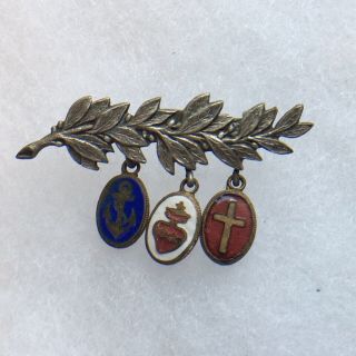 Wwii Sweetheart Navy Faith,  Hope And Charity Religious Masonic Pin