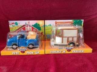 Vintage 1997 Chevron Cars " Pete Pick - Up " And " Horace `n Trailer " W/ Horse - Nos