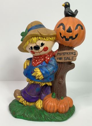 Vintage Ceramic Glenview Mold Halloween Scarecrow Pumpkins 12 "
