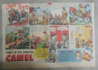 Ww 2 Camel Cigarette Ad: Us Army Motorcycle Troops Size: 11 X 15 Inches