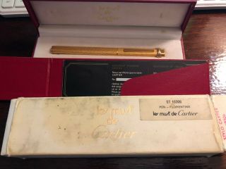 Cartier.  " Les Must De Cartier ".  Gold Ballpoint Pen,  With Boxes & Certification