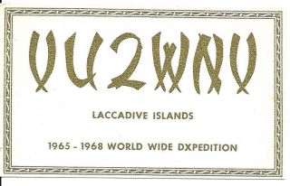 Qsl 1967 Laccadive Islands Don Miller Radio Card
