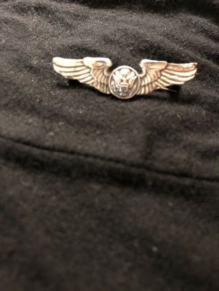 Wwii Us Army Air Corps Air Crew Sterling Wings Marked Pin - Back 2 Inch 11