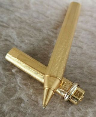Cartier Trinity 18kt Gold Plated Barley Design Ballpoint Pen
