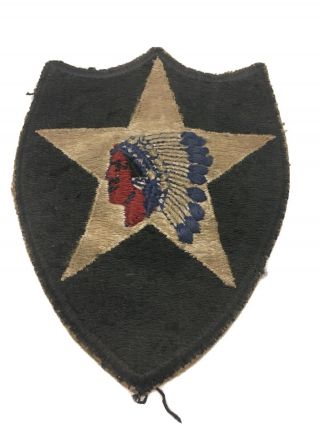 Wwii U.  S.  Army 2nd Infantry Division White Back Cut Edge Patch No Glow