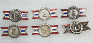 Us Ww2 Excellence In Production 6 Pins All Sterling 1 1/4 " All Pin Back Mi140