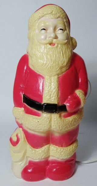 Vintage Lighted 13.  5 " Hard Plastic Blow Mold Christmas Santa Claus - Union 1