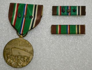 Wwii European African Middle Eastern Campaign Medal 2 Ribbons Arrowhead 2 Stars
