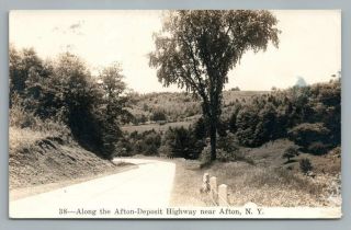 Deposit Highway Afton York Rppc Vintage Roadside Photo Postcard 1934