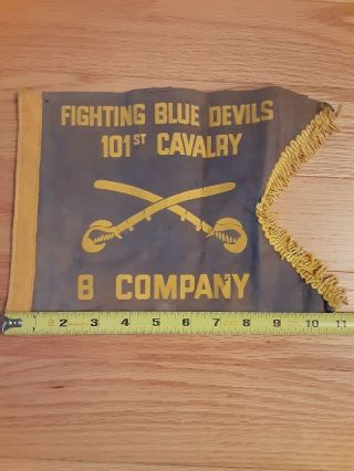 Wwii Mini Felt Guidon Flag 101st Cavalry Eto Fighting Blue Devils