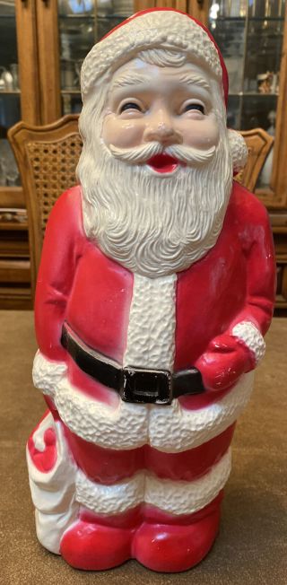 Vintage 13” Union Products Santa Claus Lighted Plastic Blow Mold Christmas Decor