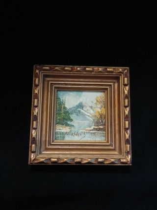 Vtg Mid - Century Small Oil Painting In Wood Frame Gallerywall Signed P.  Klaus.