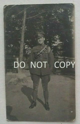 C.  1917 Rppc.  Uniformed Canadian Soldier Full Pose Outdoors,  Canada World War I