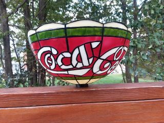 Vintage Coca Cola Plastic Tiffany Stain Glass Style Ceiling Overhead Lamp Shade