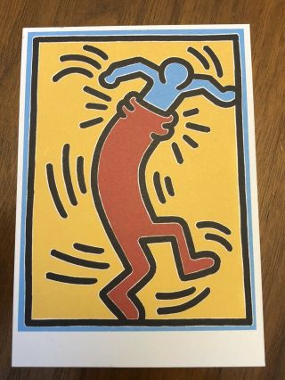Postcard Keith Haring Untitled Red Blue Man Vtg