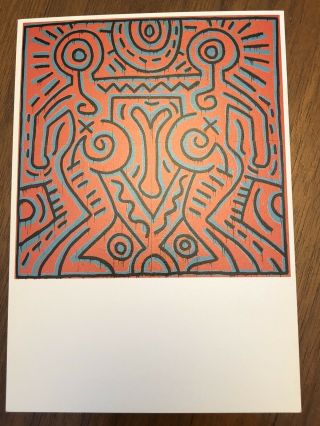 Postcard Keith Haring Untitled 1984 A1505 Red Blue Vtg