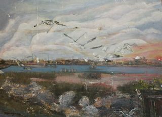 French Post Impressionist Oil Painting Landscape Seaside,  Signed Manguin