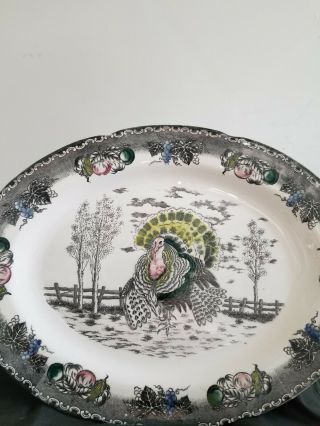 Vintage Turkey Platter Made In Japan Large Oval 18 1/2 " X 14 1/2 "