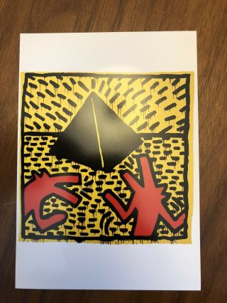 Postcard Keith Haring Untitled 1982 Yellow Pyramid Vtg
