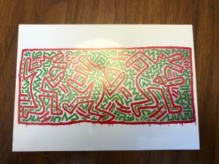 Postcard Keith Haring Untitled 1981 Red Green Vtg