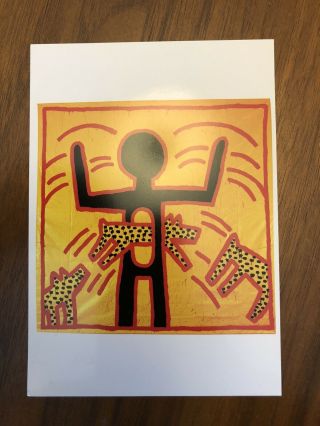Postcard Keith Haring Untitled 1982 Dogs Man Vtg