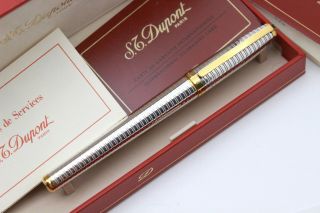 S.  T.  Dupont Fidelio - Fountain Pen - Platinum & Gold On Brass - Box/papers (gatsby L1)