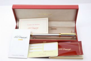 S.  T.  DUPONT FIDELIO - FOUNTAIN PEN - PLATINUM & GOLD On Brass - BOX/Papers (Gatsby L1) 2