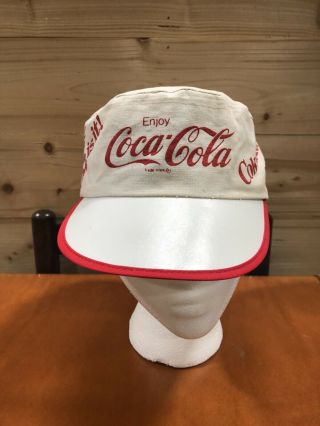 Vtg Rare Coca Cola Painters Hat All Over Print Snapback