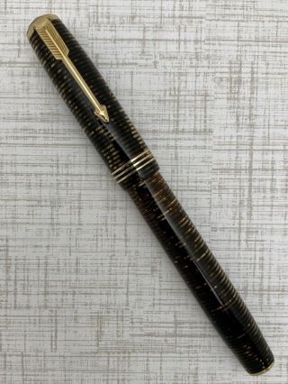 Vintage 1937 Parker Vacumatic Fountain Pen Standard Golden Pearl Celluloid 14k