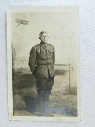 Ww1 Rppc Us Pilot Soldier Posing C.  1915