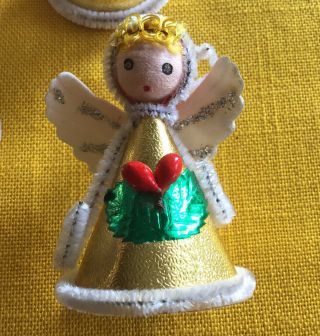 10 Vintage Angels Pipe Cleaner Cardboard Foil Angel Christmas Ornaments