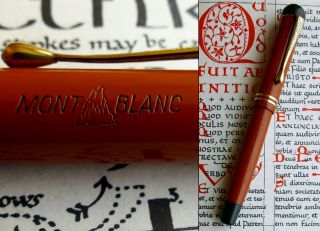 Montblanc 4 Red Celluloid Fountain Pen 1929.  14c Ef Full Flex Nib.  Serviced