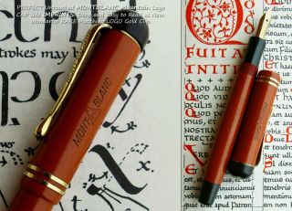 Montblanc 4 Red Celluloid Fountain Pen 1929.  14C EF Full Flex Nib.  Serviced 2